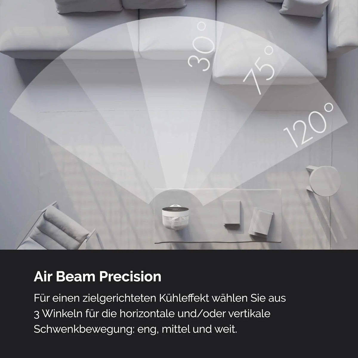 MEACO MeacoFan Sefte Tischventilator - 10 Luftumwälzer mit 12 Geschwindigkeiten - Horizontale und vertikale Oszillation - 3 Oszillationsbereiche -