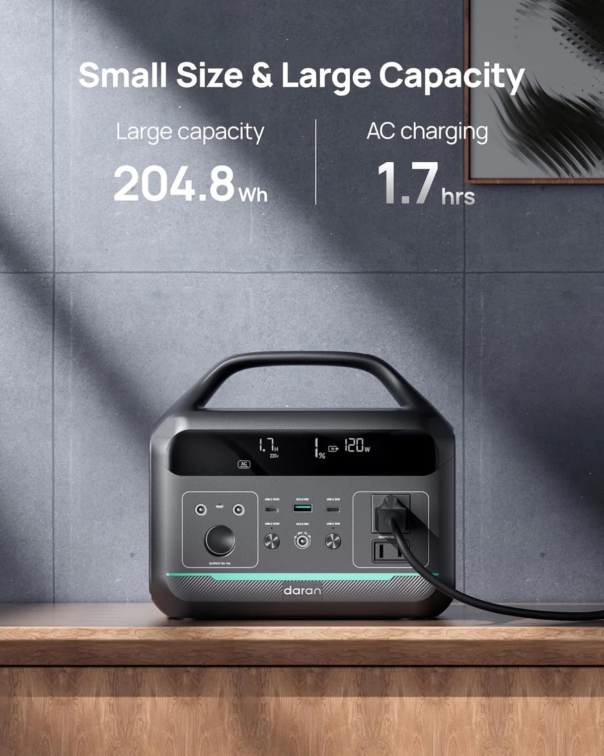 Portable Power Station 56000mAh. 179.2Wh LiFePO4 Battery Backup w/ 2 300W (Peak 600W) AC Outlets. 1.5hrs Fast Charging. Power Bank for Hurricane Emergency/Outdoor Camping/RVs/Home Use