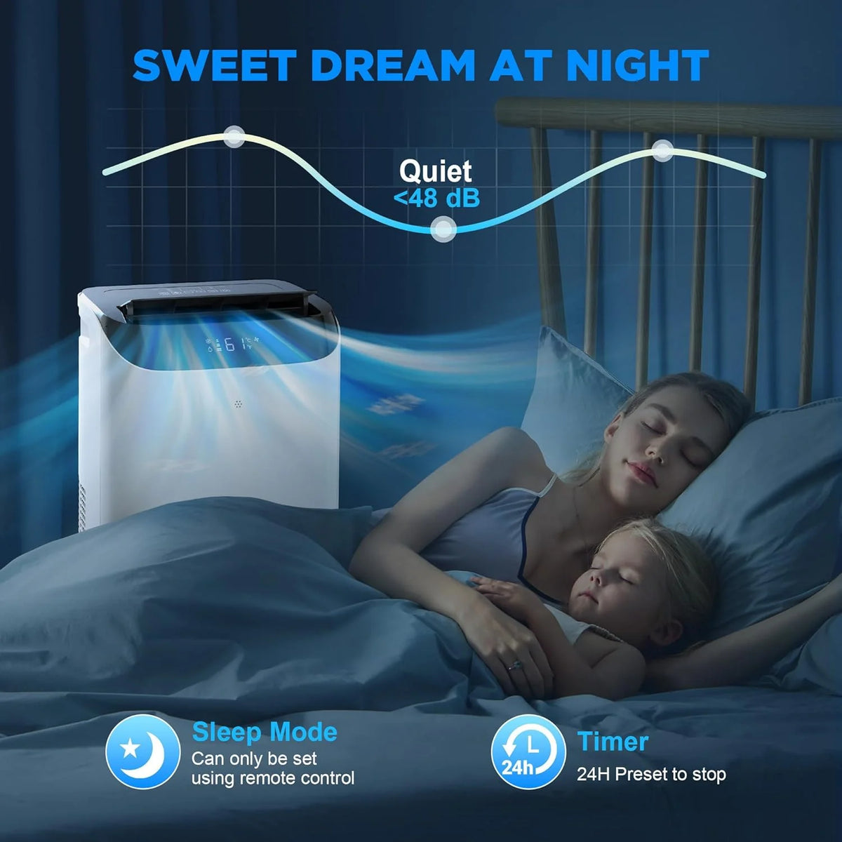 Inverter 16000BTU Portable Air Conditioners with Remote. Free Stand Cooling Portable AC Unit for Room up to 800 sq.ft. with Dehumidifier & Fan. Dual Hose. Quiet Sleep Mode(45dB). Windows Kit