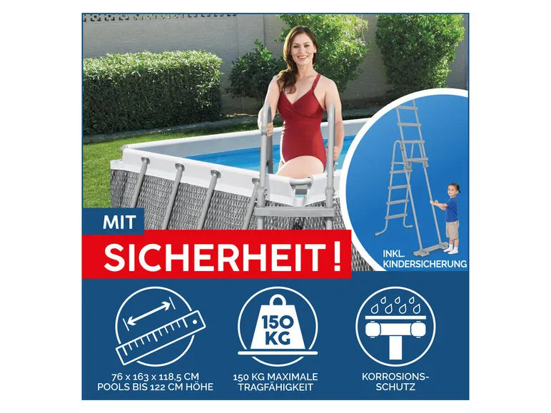 Power Steel Frame Pool Komplett-Set mit Filterpumpe. ca. L 412 x B 201 x L 122 cm