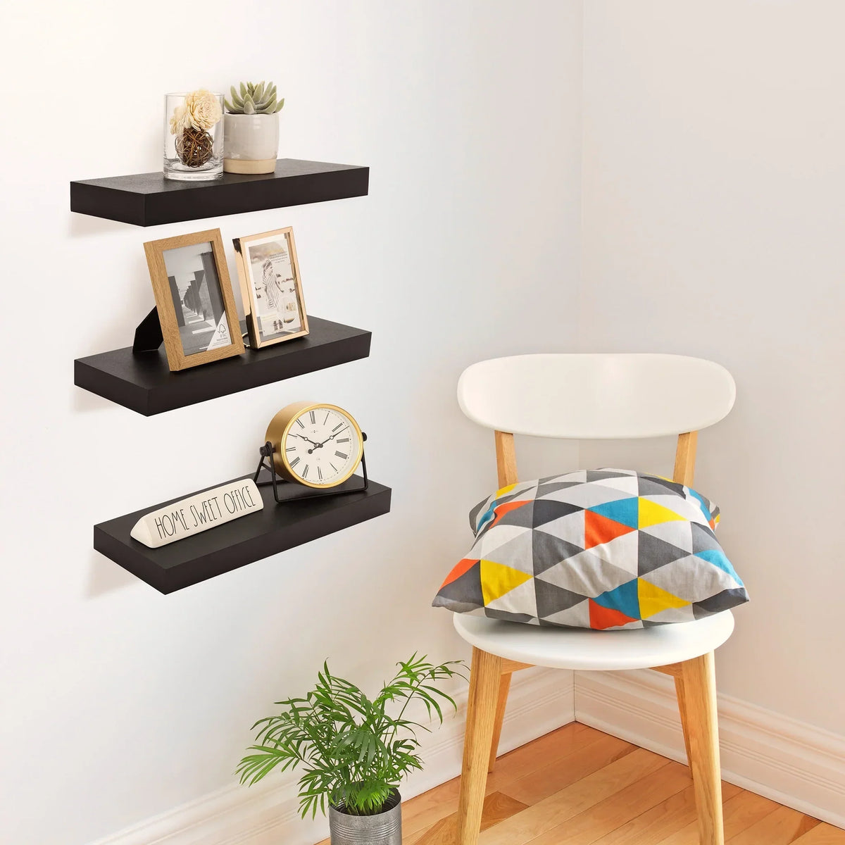 16 Inch Floating Wall Shelves. 3 Pack Farmhouse Hanging Display and Storage Shelves