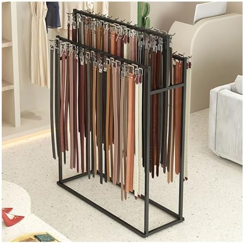 Floor Mounted Belt Hanger & Organizer Rack - Versatile Storage Holder for Belts. Ties. Scarves & Purses - Commercial Display Stand for Men's Closet. Multifunctional Accessory Storage Solution