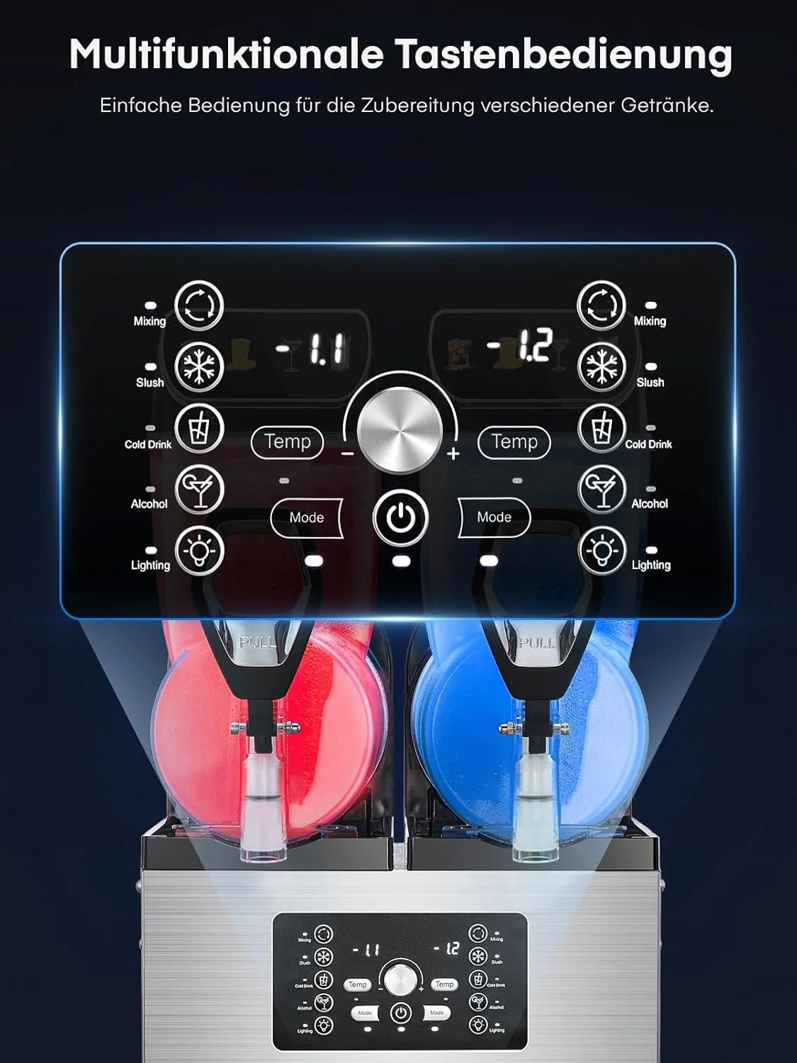FOHERE Kommerzielle Slush Maschine. 30L Tanks Slush Eis Maschine.Unabhängige Tank Kontrolle. Slushie Maschine für Restaurants Café Bars Party