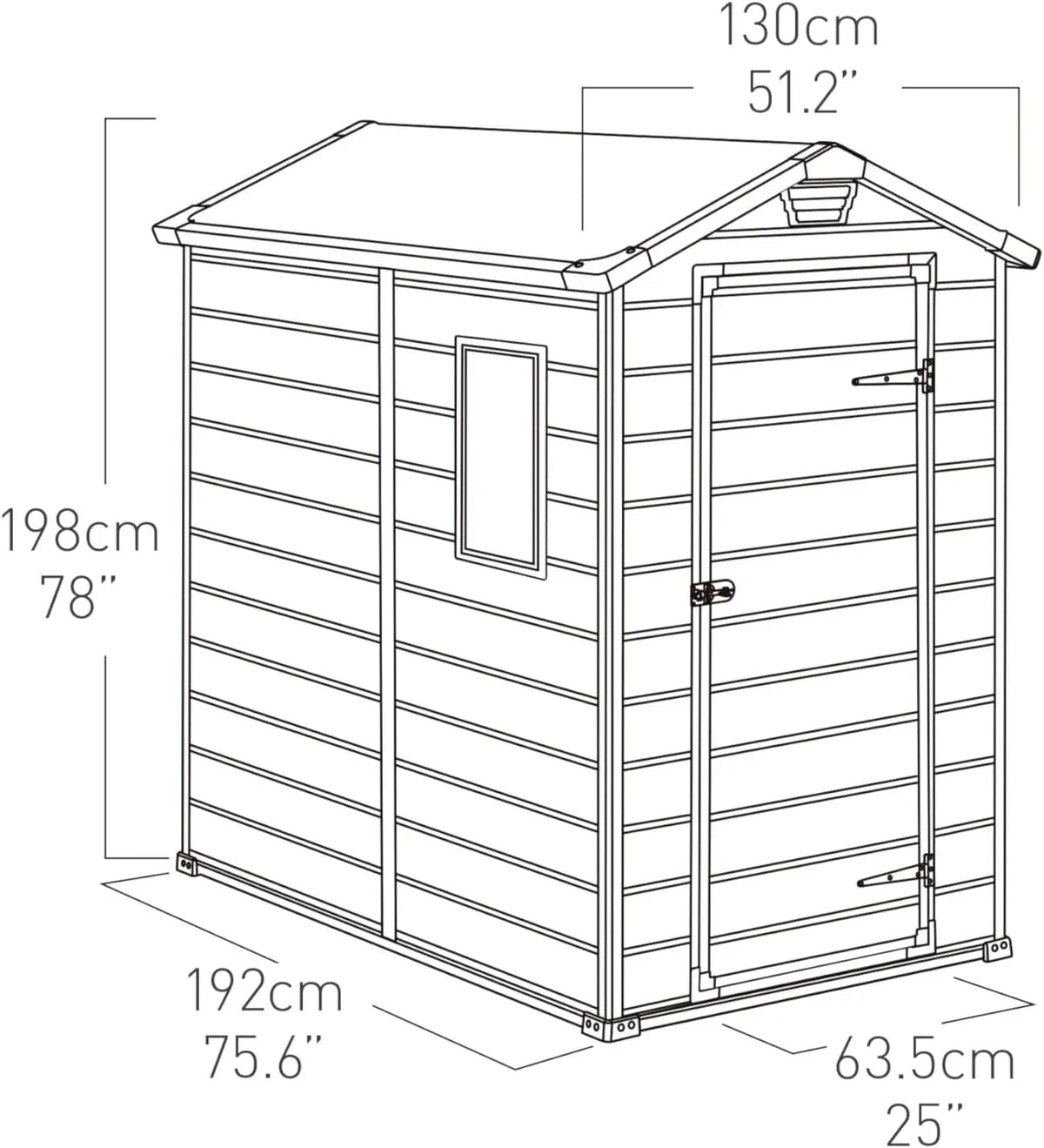 Keter Manor 4X6 - Caseta de jardín. 130x192x198cm y 2.2m2. Suelo. Sistema de ventilación. Puerta y Ventana. Resistente al Agua. Color Gris