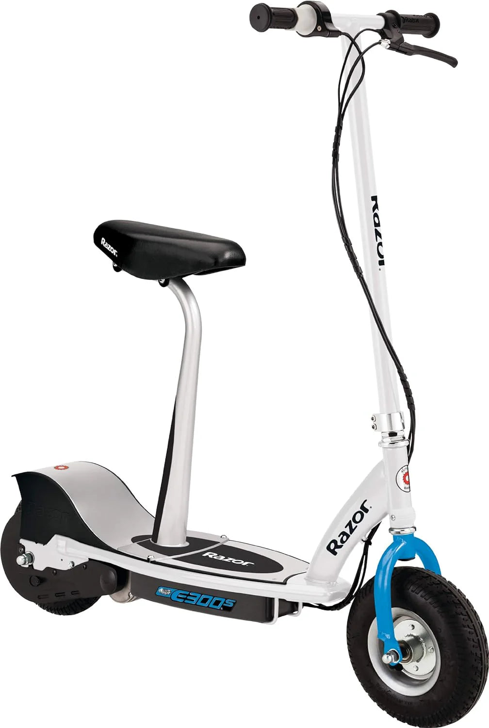 An electric scooter suitable for children over 13 years old - 9-inch inflatable tires. detachable seat. maximum speed of 15 miles per hour. maximum riding time of up to 40 minutes. suitable for users weighing no more than 220 pounds.