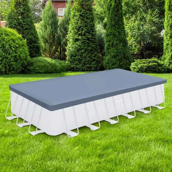 24 Durable Rectangular Pool Cover – Gray. for Oasis & Activity Pools