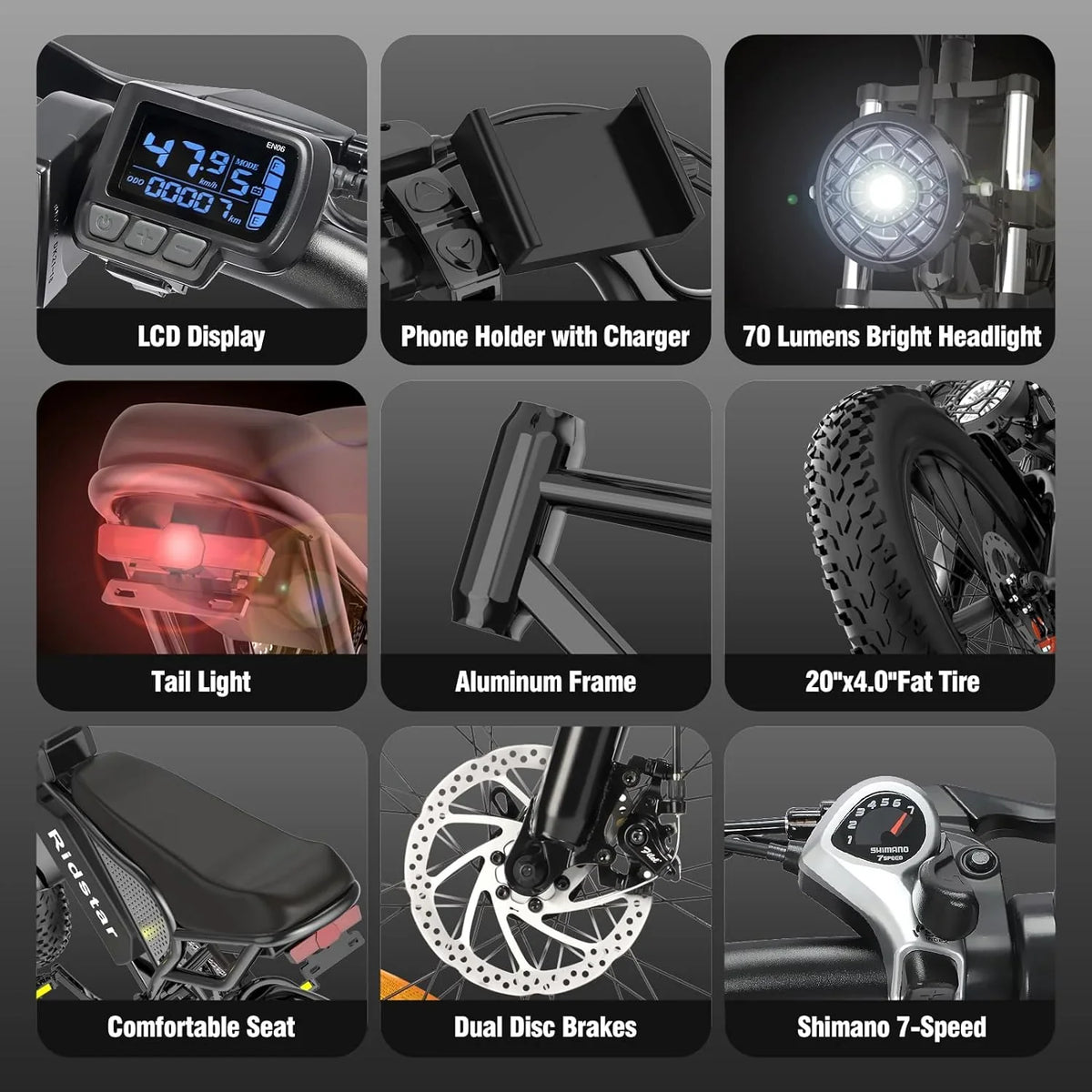 Electric Bike Q20. 2000W. 52V. 30-180 Miles All-Terrain Fat Tire E-Bike for Adults