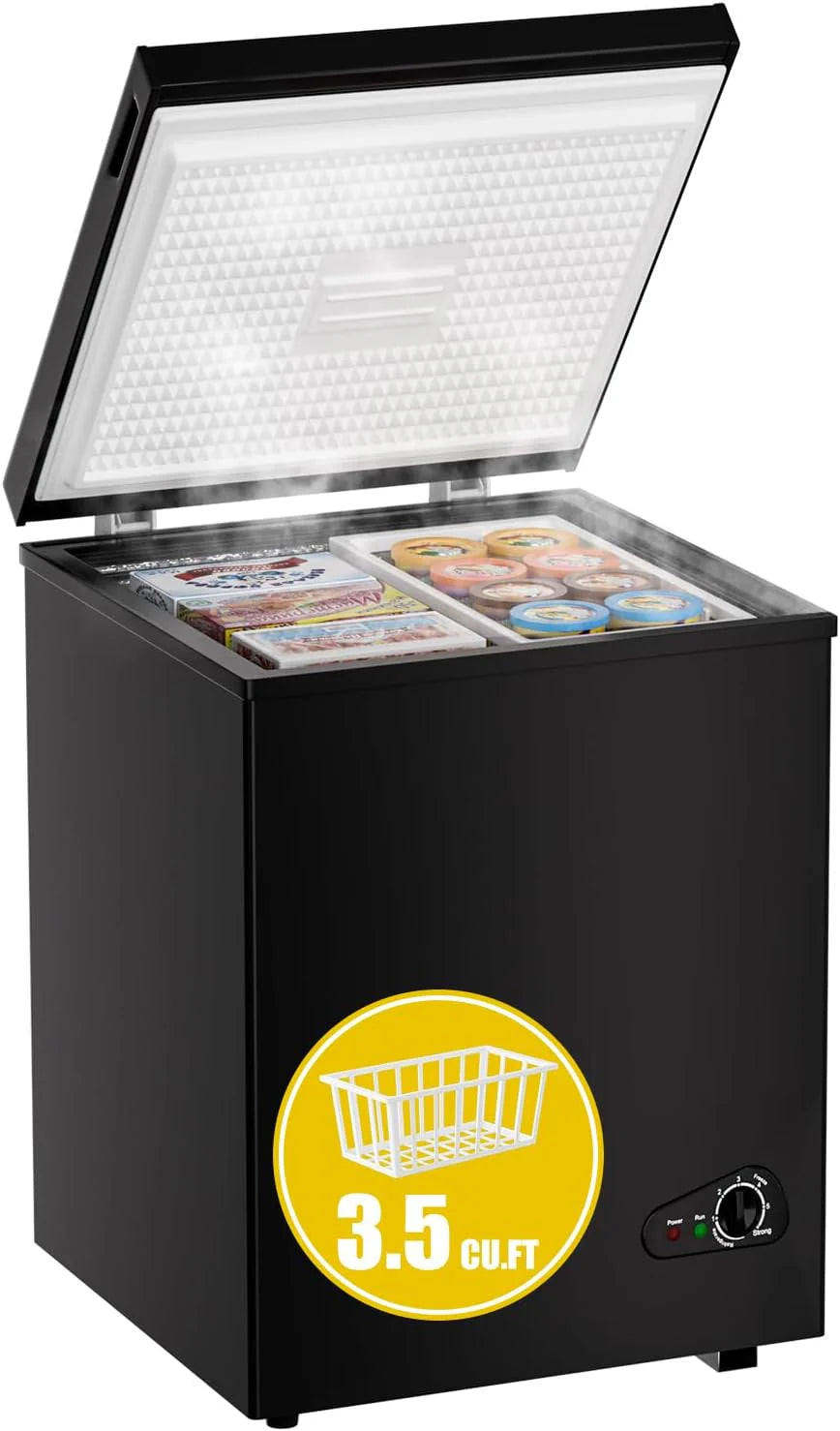 7.0 Cu Ft Chest Freezer - Energy Efficient & Quiet Mini Freezer with Adjustable Thermostat - Compact Deep Freezer for Home. Apartment. and Garage - Removable Basket & Defrost Drain