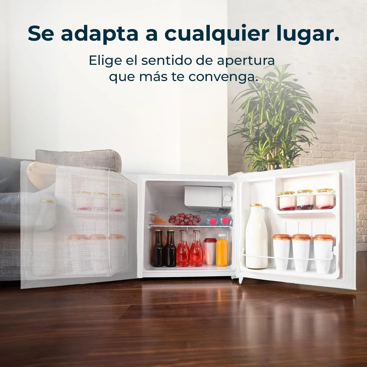 Cecotec Nevera Pequeña Frigorífico Mini Minibar 46L GrandCooler 20000 SilentCompress White E. Altura 48.7cm. 48 cm de Ancho. Bajo Consumo. Puerta