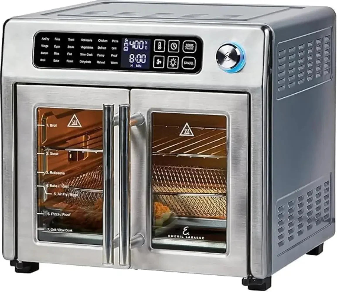 26-Qt. Extra-Large Air Fryer Convection Toaster Oven with French Doors. Stainless Steel