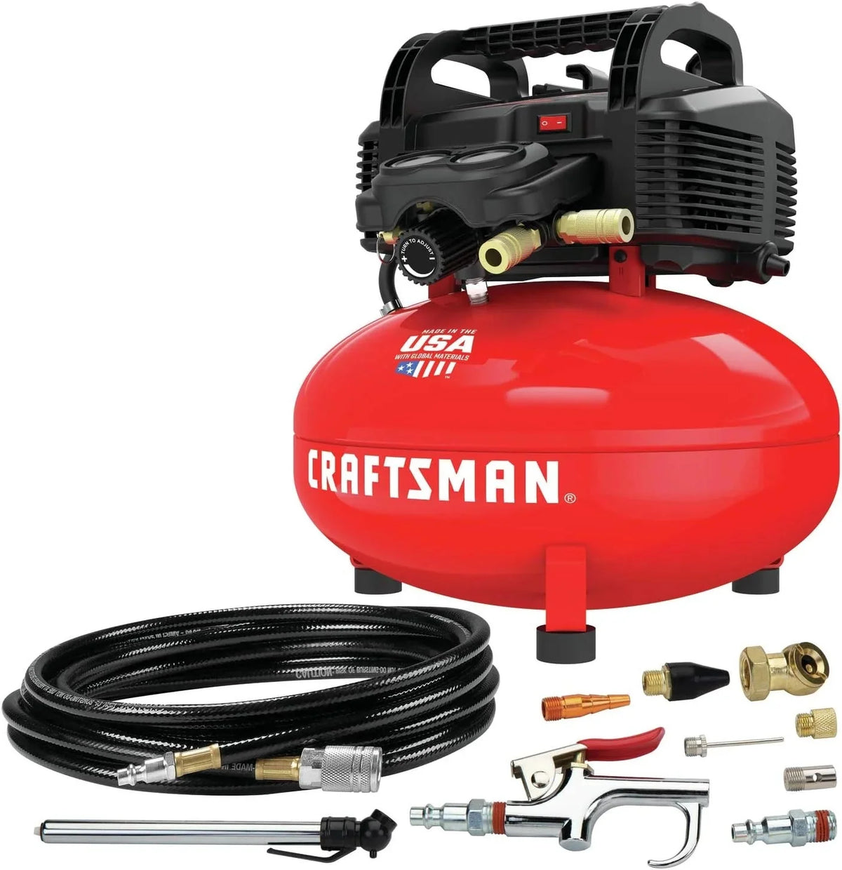 6 Gallon Pancake Air Compressor. Oil-Free Portable Compressor Kit for Garage. Workshop and DIY Projects