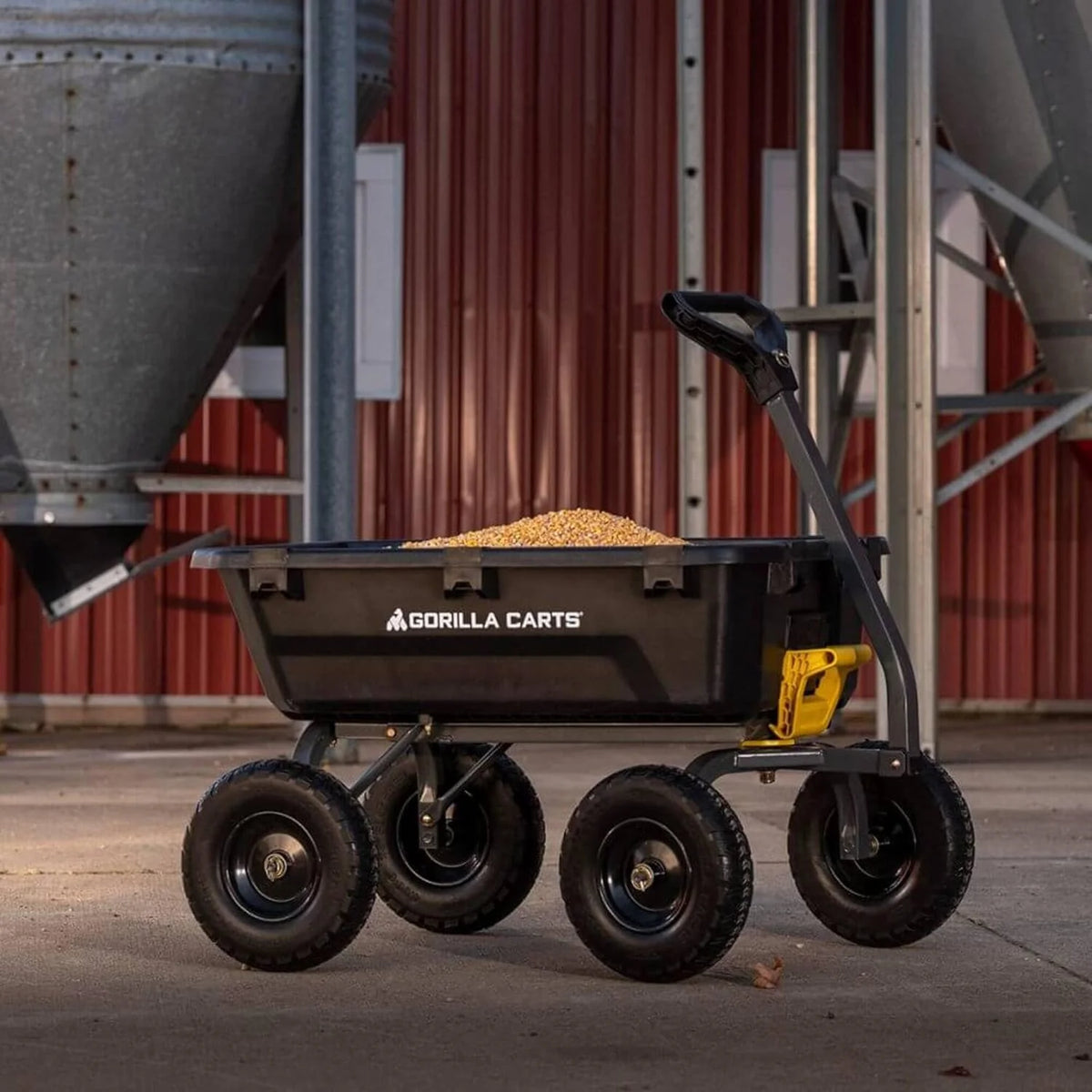 7-Cubic-Foot Poly Dump Garden Cart with No-Flat Tires. 1.200-Lb. Capacity. Black