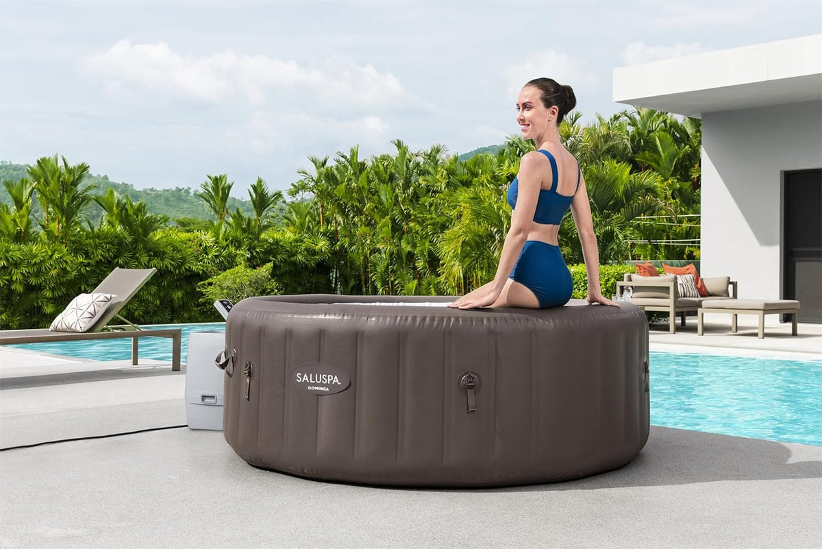 71 x 26-Inch Inflatable Hot Tub Spa for 2-4 Persons. Portable. with 2 Covers. Black