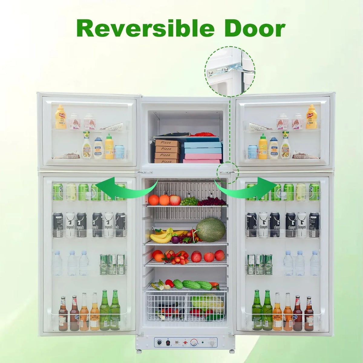 SMETA Nevera Gas con Congelador. 265L (203L+62L). 220V. Refrigerador Congelador Combinado. Refrigerador Camping Gas para Autocaravana. Garaje.
