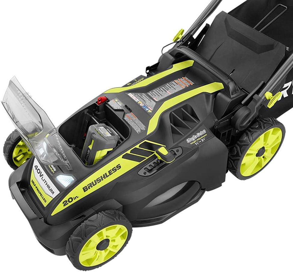 20 RY40190 40-Volt Brushless Lithium-Ion Cordless Battery Self Propelled Lawn Mower with 5.0 Ah Battery and Charger Included