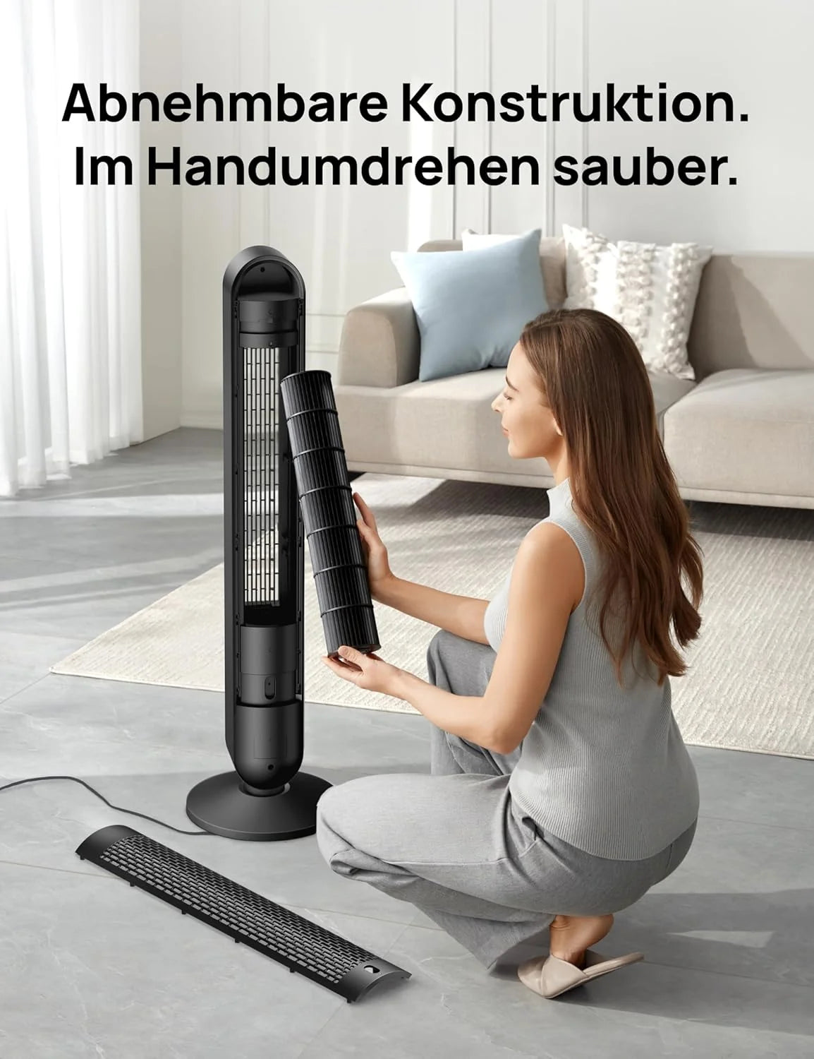 Dreo Smart 20dB DC Motor Turmventilator Leiser. 11M Windentfernung Ventilator mit Fernbedienung.9 Stufen 4 Modi. 90° Oszillierender Standventilator