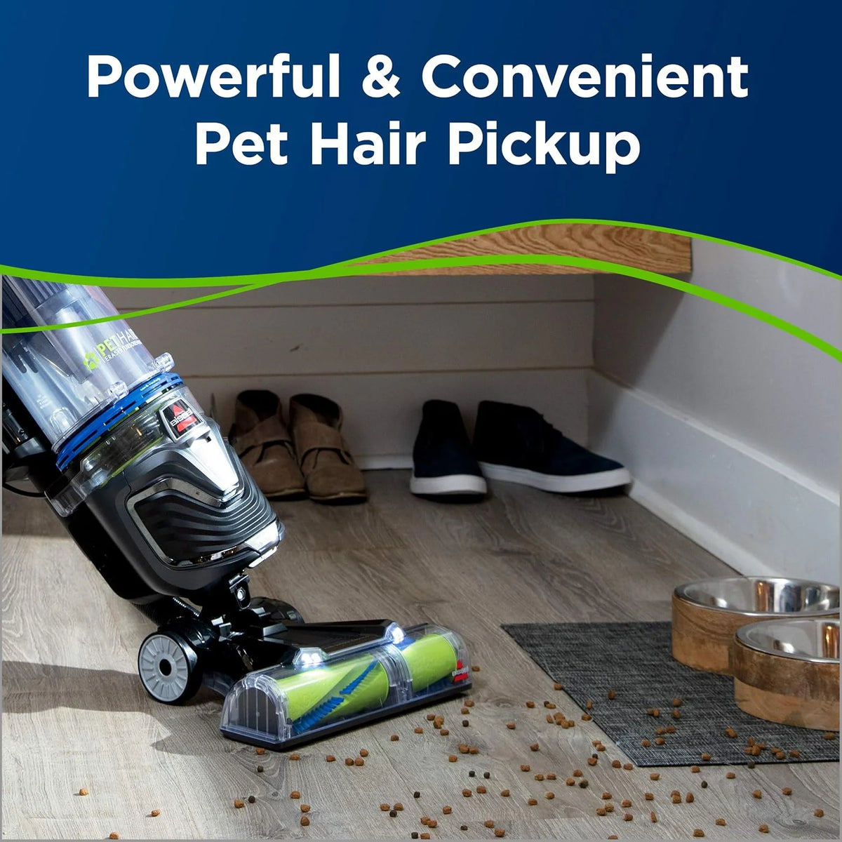 Pet hair remover vacuum cleaner. equipped with an automatic cleaning brush wheel. HEPA filter device. a powerful pet hair collection function with a turbo brush rotating tool. as well as a dust removal brush with lighting and a gap cleaning tool.