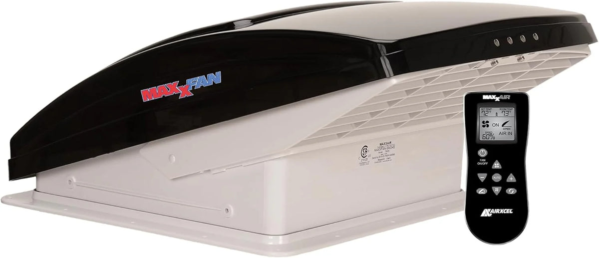 Deluxe Vent. Fan and Vent Cover All in One - Powerful 10-Speed Reversible Fan with Thermostat. Built-in Rain Cover. Remote Control. Intake & Exhaust Fan. Smoke (00-07500K)