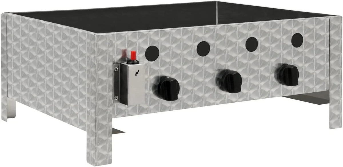 BBQ-Toro Edelstahl Gastrobräter | 3-flammig | 64 x 52 x 27 cm | Gastrogasgrill. Wurstbrater. Tisch Grill | Gastrogrill. Tischgasgrill. Gastischgrill.