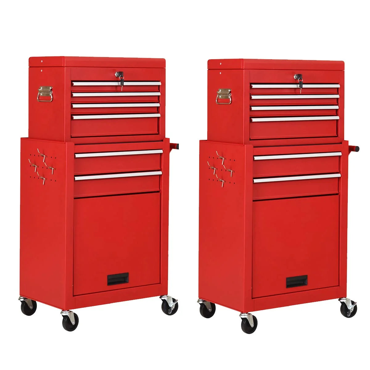 2-Piece 6-Drawer Rolling Tool Chest – Toolbox Set of 2