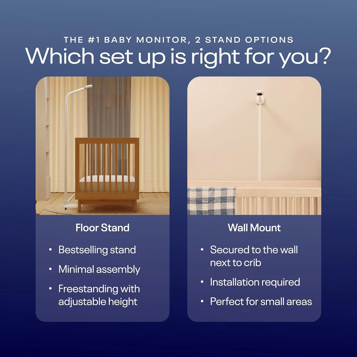 Smart baby monitor and wall-mounted device - 1080p security Wi-Fi video camera. sensor-free sleep and breathing motion tracker. two-way audio. sound and motion alerts. night vision function. breathing band - white