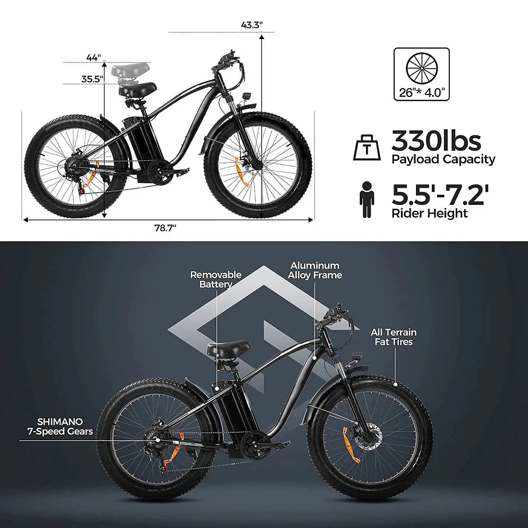 Outdoor electric bike with 48V/15Ah lithium battery
