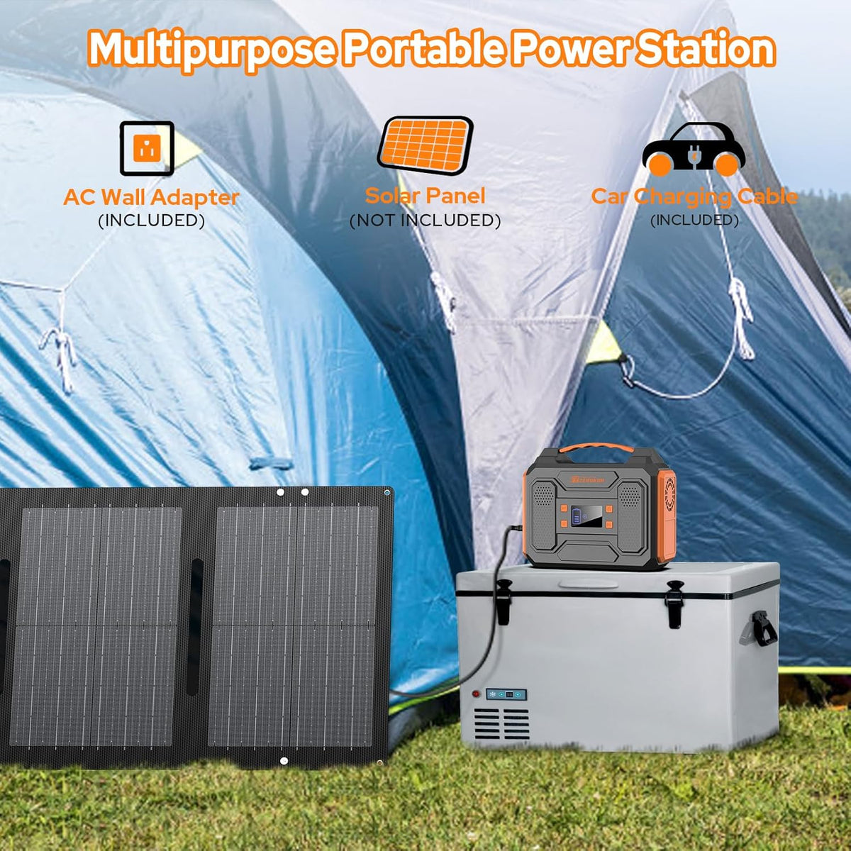 Solar Generator with Panel. 300W Portable Power Station with Solar Panel 40W. 110V Pure Sine Wave AC Outlet Electric Generator for Home Use Outdoor RV Camping