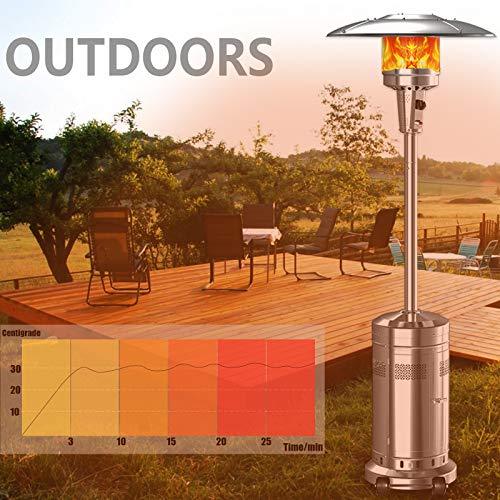 2-Pack 48.000 BTU Propane Patio Heaters with Wheels. Stainless Steel. Silver