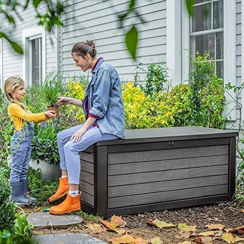 165 Gallon Weather Resistant Resin Deck Storage Container Box Outdoor Patio Garden Furniture. Brown