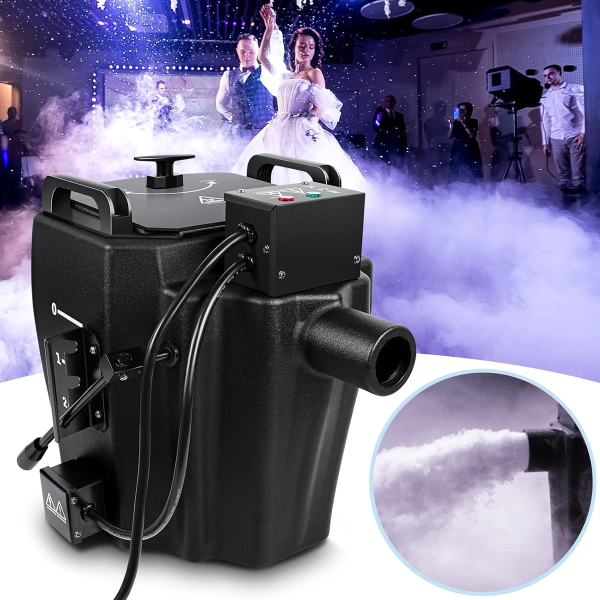 Dry Ice Fog Machine. 3500W Low Lying Fog Machine. Dry Ice Machine with Tube Nozzle High Density Fog Smoke for Wedding Party Events Stage Concert Club Performance DJ (Black)