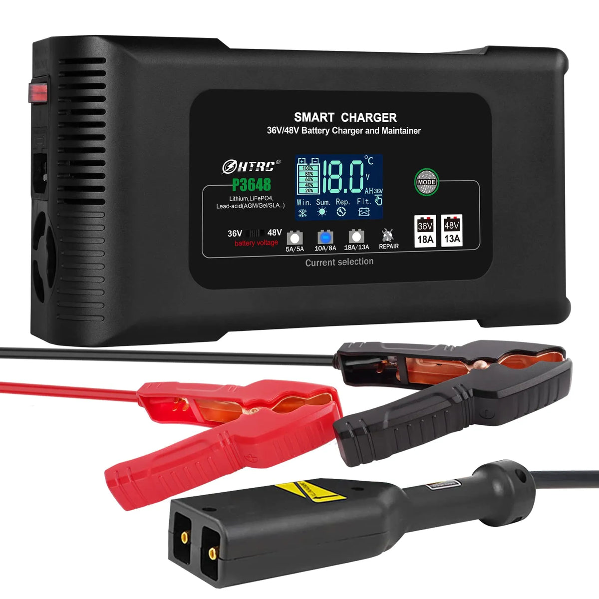 36 Volt Golf cart Charger 18-Amp Smart Charger. Car Battery Charger.Trickle Charger.36V.18-Amp and 48V.13-Amp.Lithium.LiFePO4.Lead-Acid AGM/Gel/