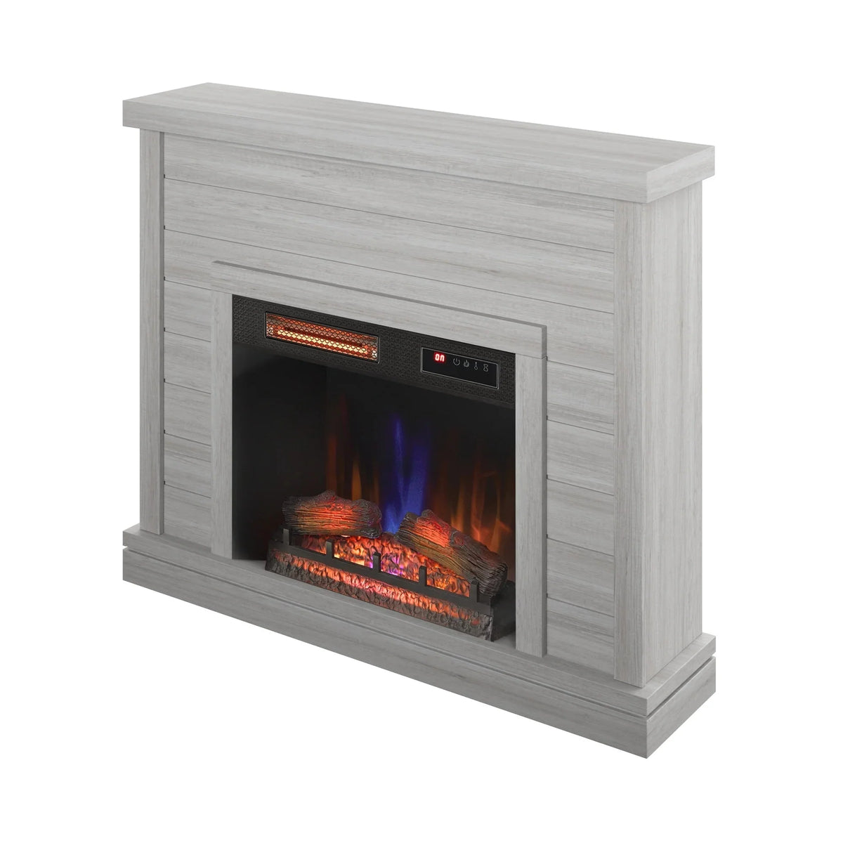 52 Shiplap Wall Fireplace Mantel. Modern Electric Fireplace with 3D Flame Effect Insert for Home Decor