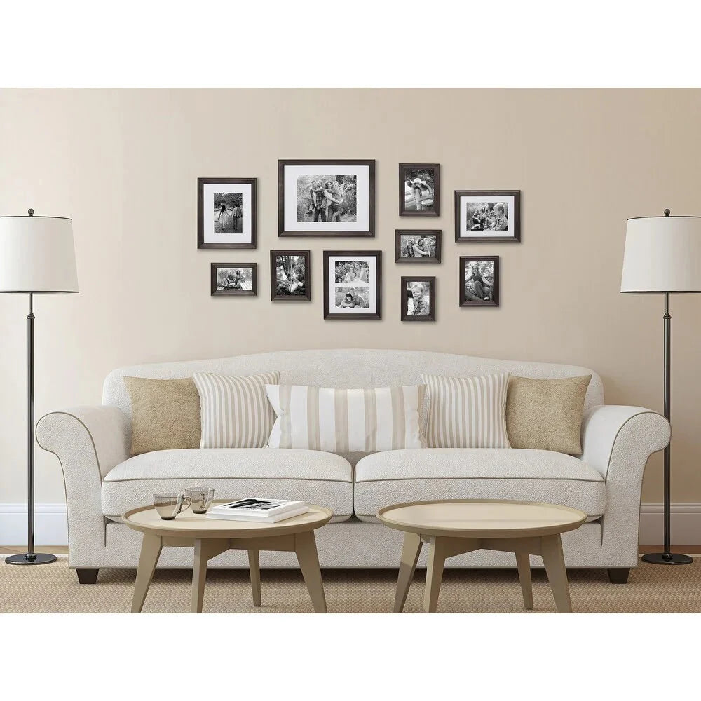 10-Piece Wood Gallery Wall Picture Frame Set. Decorative Photo Display Frames for Living Room. Bedroom and Home Decor