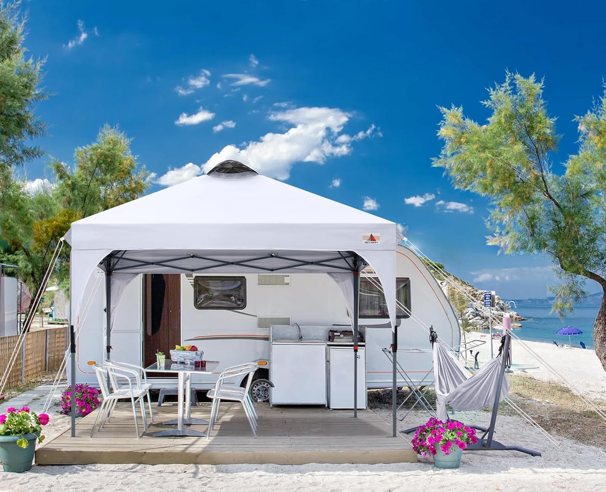 Outdoor retractable sunshade tent (10x10) camping sun shelter series. grey version