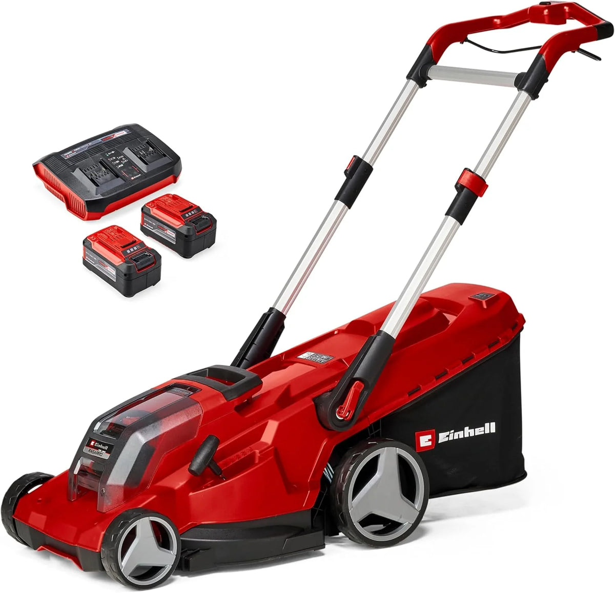 Einhell Akku-Rasenmäher RASARRO 36/42 Kit Power X-Change (36V. 42 cm Schnittbreite. bis 725 m². Brushless. 50L Fangkorb. Mulchfunktion. inkl. 2x 5.2Ah