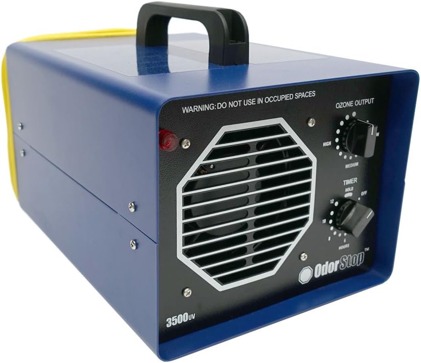 Professional-grade ozone generator ionizer. suitable for areas of up to 2500 square feet. It is used for deodorizing and purifying medium-sized areas (such as hotel rooms. offices. and basements).