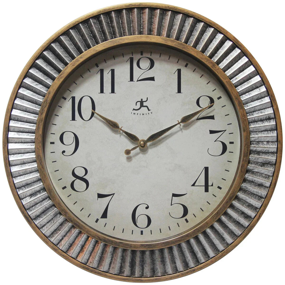16 Inch Rustic Industrial Wall Clock. Decorative Round Clock for Home