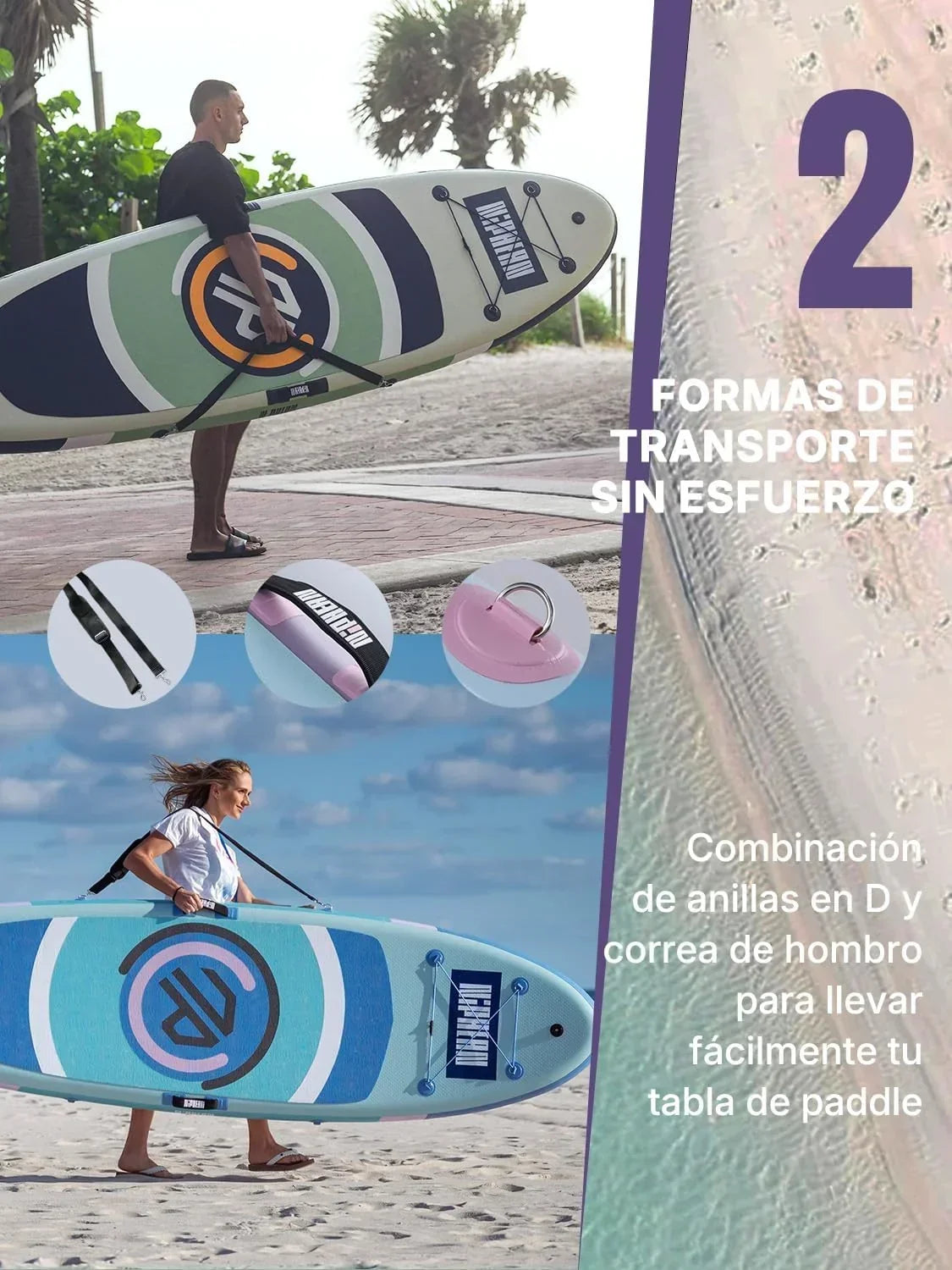 Niphean Tabla Paddle Surf Hinchable. Tabla de Paddle Surf 305 cm con Aletas de Equilibrio para Principiantes y Accesorios Resistentes. Sup Board para