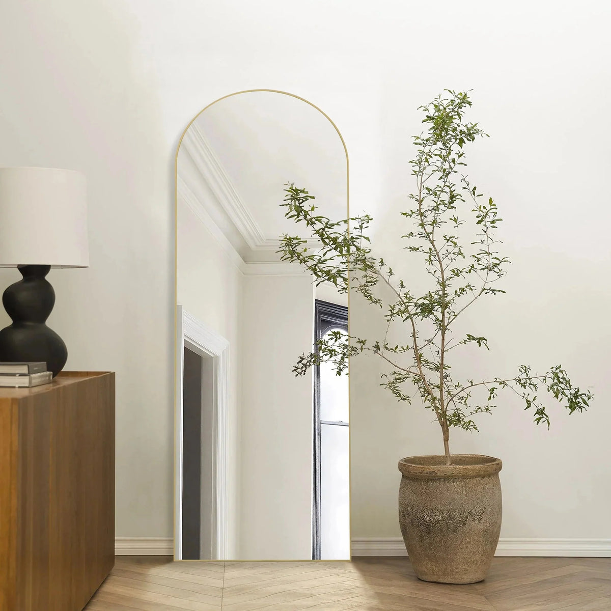 64x21 Full Length Floor Mirror. Large Full Body Aluminum Alloy Frame Standing Mirror with Stand and Wall Mount Option