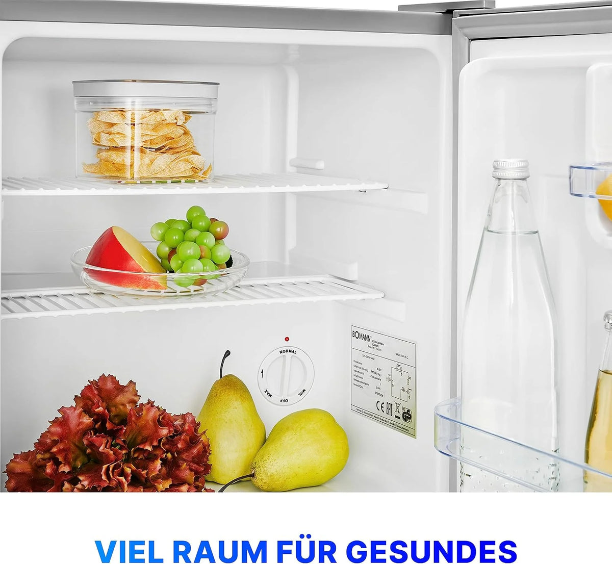 Bomann Mini Kühlschrank 42 Liter | Getränkekühlschrank klein für Büro. Camping und Gaming | kleiner Kühlschrank leise 39 dB | Minibar mit wechselbarem