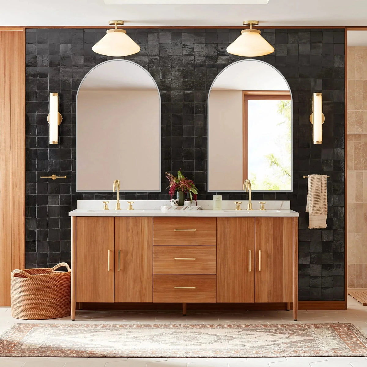 2 Pack 36x24 Inch Arched Bathroom Vanity Mirrors. Wall Mounted Decorative Mirrors for Bathroom and Bedroom