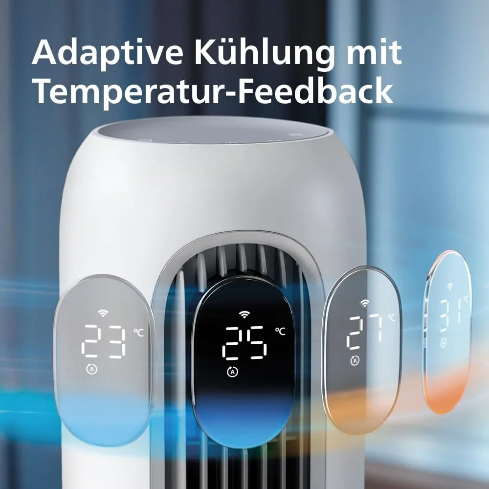 Philips Smarter Turmventilator 7000 Series – 8.4 m/s stark. ultraleise 22 dB. energieeffizient. App & Fernbedienung. Wlan. 12 Stufen. Schlafmodus.