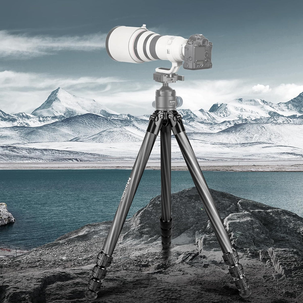Hunting tripod. equipped with 44mm ball head and Aka Swiss and Picatinny adapters. 62.2-inch heavy-duty stable tripod. suitable for shooting. hunting and outdoor activities