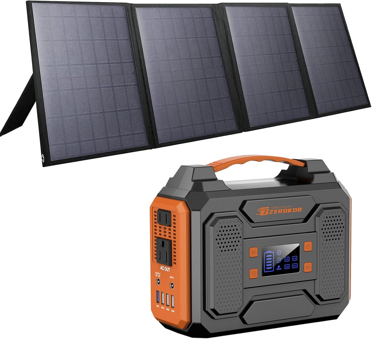 Solar Generator with Panel. 300W Portable Power Station with Solar Panel 40W. 110V Pure Sine Wave AC Outlet Electric Generator for Home Use Outdoor RV Camping