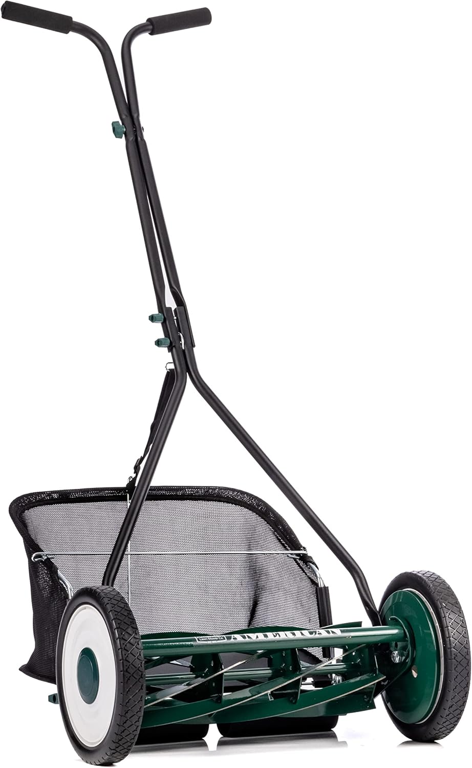 Mower Company 1725-16GC 16-inch 7-blade reel mower with grass debris collection device. designed specifically for lawns. green model