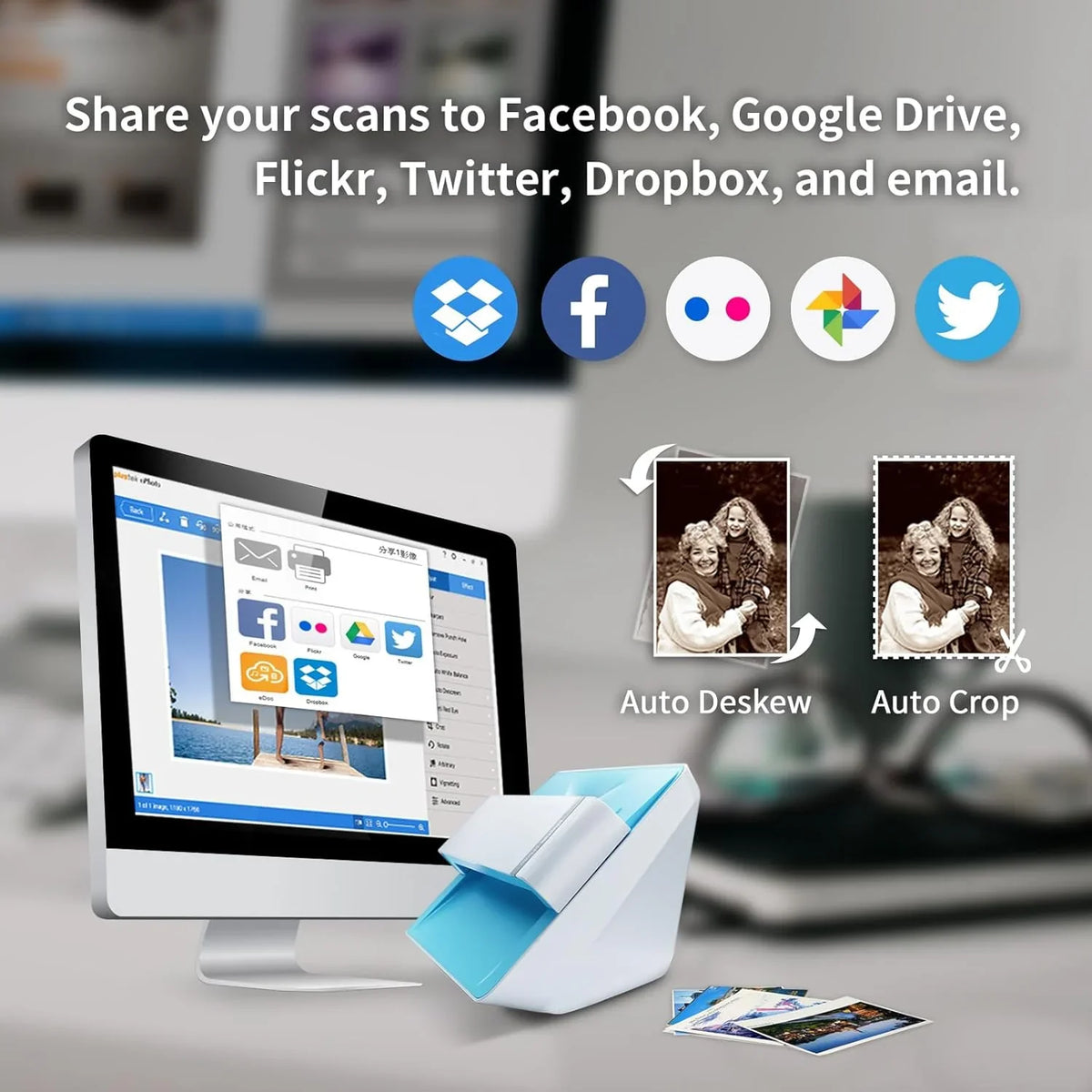 Plustek Foto-Scanner – ePhoto Z300 German Design Award 2018. scannt 4x6 Fotos in 2 s. automatische Ausrichtung und CCD-Sensor. Unterstützt Mac und PC.