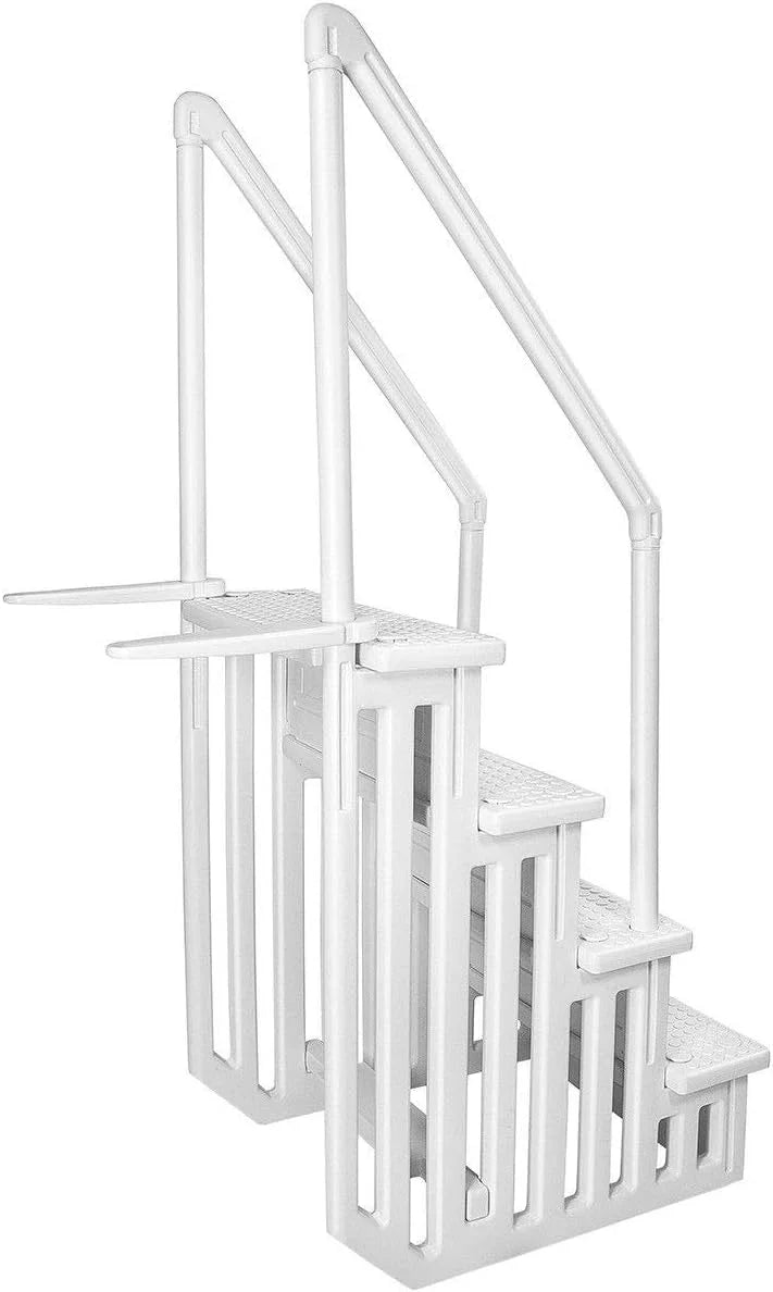 Deluxe Above-Ground Pool Ladder A-Frame Swimming Non-Sliip Step Ladder. White