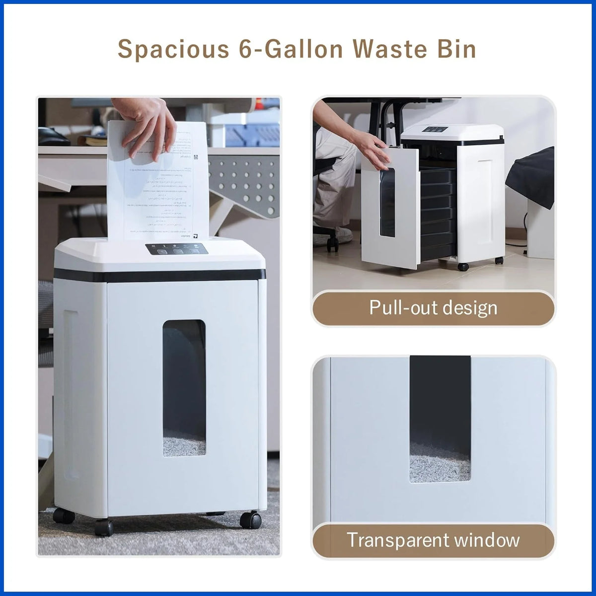 Professional Commercial Paper Shredder: P-7 Security Super Micro-Cut 1x1.7mm 7 Sheets/CDs/Cards/Staples 6-Gal Bin Heavy Duty for Home/Office/Industrial/Business Use-Confidential Documents