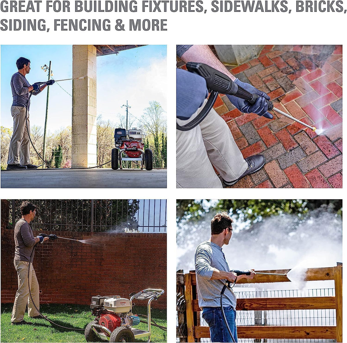 Cleaning ALH3425 Aluminum Series 3600 PSI Gas Pressure Washer. 2.5 GPM. Honda GX200 Engine. Includes Spray Gun and Extension Wand. 5 QC Nozzle Tips. 5/16-inch x 35-foot MorFlex Hose.