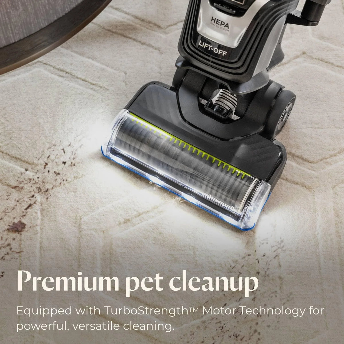 Pet hair remover vacuum cleaner. equipped with an automatic cleaning brush wheel. HEPA filter device. a powerful pet hair collection function with a turbo brush rotating tool. as well as a dust removal brush with lighting and a gap cleaning tool.
